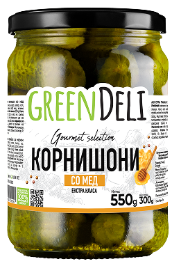 <strong  style="color:#E78E02">КОРНИШОНИ </strong> <br/> СО МЕД<br/>ЕКСТРА КЛАСА